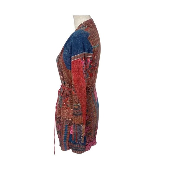 DESIGUAL Women Patchwork Open Front Sweater Sz S Multicolor Long Sleeve 32-13 - Picture 6 of 16